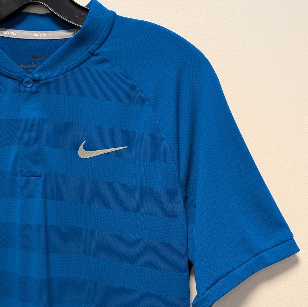 Nike Zonal Cooling Polo Men's M Stripe Blue Nebula Golf Vacation Resort - Picture 8 of 13
